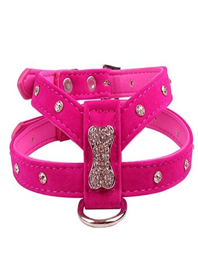 Nema NM Nema Bling Rhinestone Leather Puppy Collar Harness for Chihuahua Teacup -Pink - Medium - Image 1